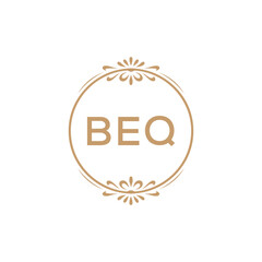 Elegant Monogram Logo Design with Decorative Frame – BEQ Luxury Brand Identity Icon
