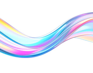 Fototapeta premium Iridescent flowing translucent waves of vibrant pink blue and yellow hues creating a dynamic abstract design.