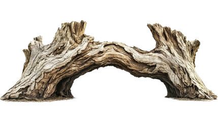 Tree with split trunk, natural growth pattern Transparent background, PNG