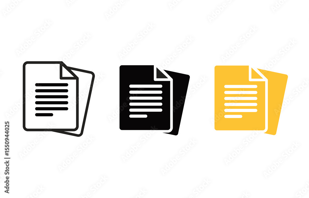 Poster duplicate documents icon set in different styles