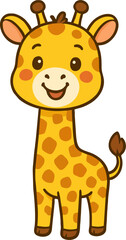 Naklejka premium cute cartoon giraffe character with big eyes and smile for kids vector animal illustration