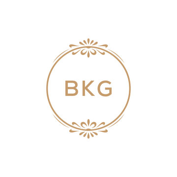 Elegant Monogram Logo Design with Decorative Frame &ndash; BKG Luxury Brand Identity Icon
