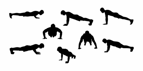 Pushup Exercises Silhouette Demonstration