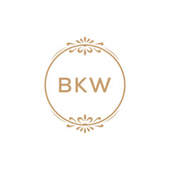 Elegant Monogram Logo Design with Decorative Frame – BKW Luxury Brand Identity Icon
