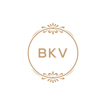 Elegant Monogram Logo Design with Decorative Frame &ndash; BKV Luxury Brand Identity Icon
