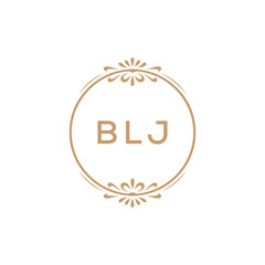 Elegant Monogram Logo Design with Decorative Frame – BLJ Luxury Brand Identity Icon
