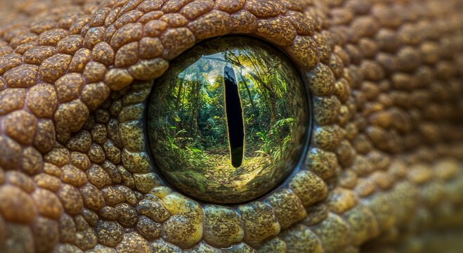 Closeup gecko eye reflection nature - Powered by Adobe