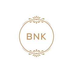 Elegant Monogram Logo Design with Decorative Frame – BNK Luxury Brand Identity Icon

