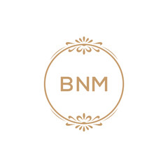Elegant Monogram Logo Design with Decorative Frame – BNM Luxury Brand Identity Icon
