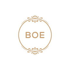 Elegant Monogram Logo Design with Decorative Frame – BOE Luxury Brand Identity Icon
