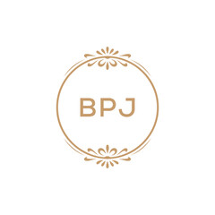 Elegant Monogram Logo Design with Decorative Frame – BPJ Luxury Brand Identity Icon
