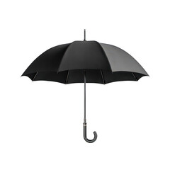 Black umbrella, open, against dark background