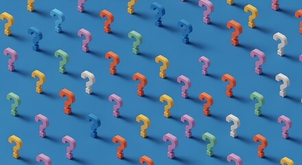Question marks background pattern concept, faq and help center, answers and solutions, blue