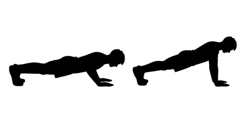 Pushup Exercises Silhouette Demonstration