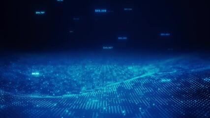 Futuristic digital technology Background with flowing data lines, cyber network particles, binary matrix code, AI circuit stream, financial analysis display, and virtual technology connection - Powered by Adobe