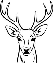 Naklejka premium Deer head outline vector illustration line art