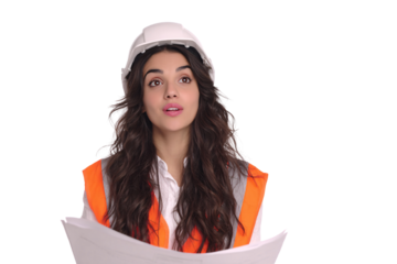 Construction Worker Presenting Project Plans Workplace Photo Bright Background Close-Up Empowerment