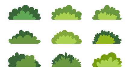 Fototapeta premium Set of bushes isolated vector illustration design elements. Cartoon bush collection