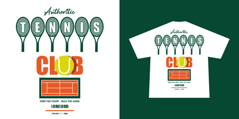 Aesthetic illustration of tennis t shirt design, vector graphic, typographic poster or tshirts street wear and Urban style