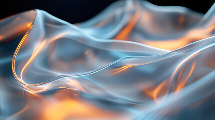 Elegant Flowing Waves of Translucent Material with Warm Highlights