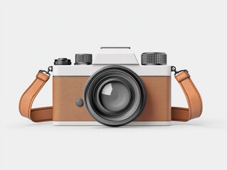 Retro camera, light beige and white