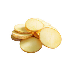 Stack of sliced pale yellow potatoes