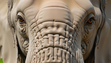 Elephant close-up showing textured skin and attentive expression  