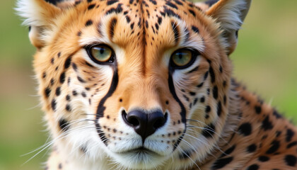 Close-up of a cheetah with striking coat and intense gaze  