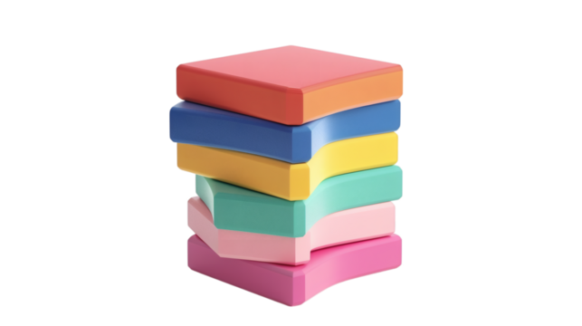 Stack of colorful books 3D render icon isolated on white background