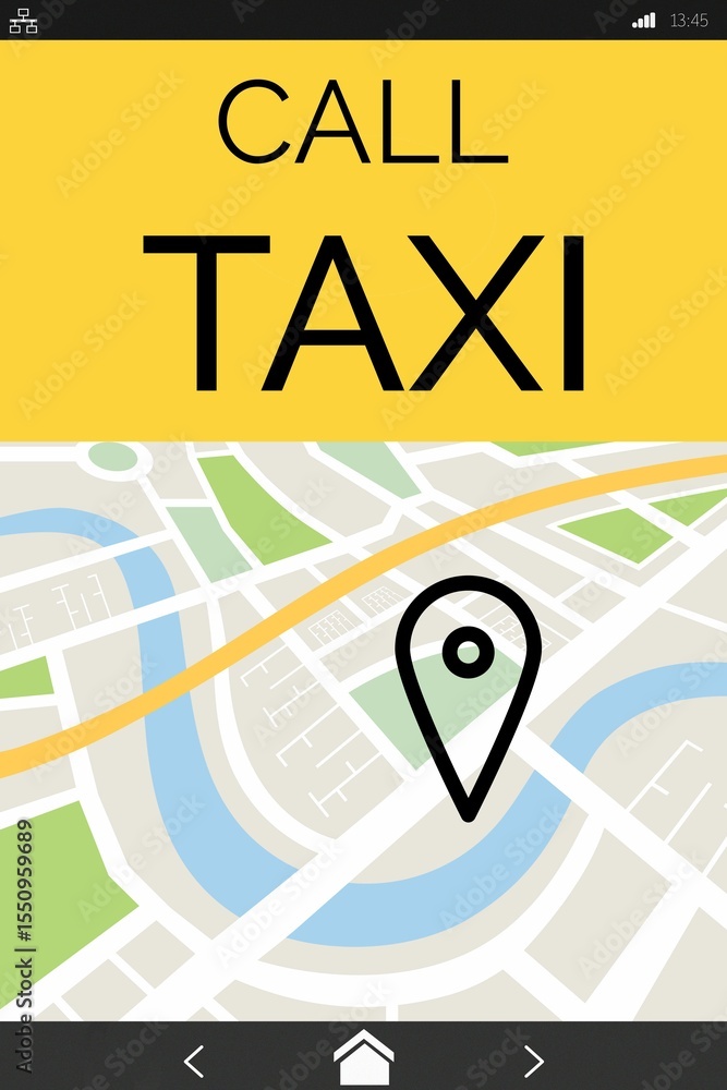 Poster vector image of call taxi text with map