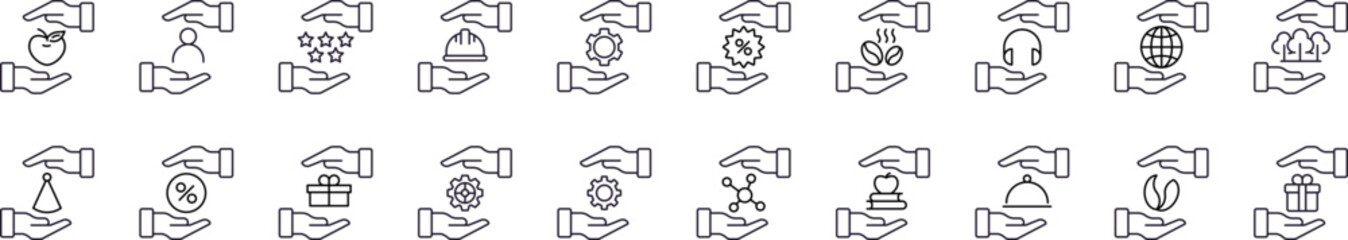 Simple Linear Icon of Business, Money, Gem, Gear, Flag. Minimalistic Linear Pictogram for Web and Graphic Design, Apps, Banners, Social Network and Cards