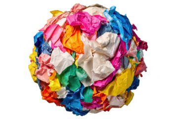Colorful crumpled paper sphere