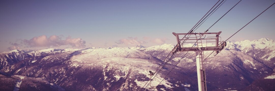 Fototapeta Electric pole in snowy region