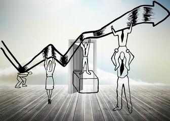 Fototapeta premium Doorway standing on floorboards