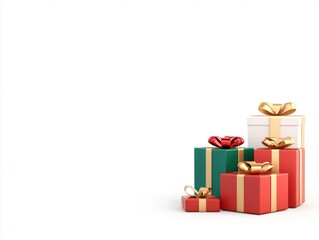 Gift boxes arranged on white background