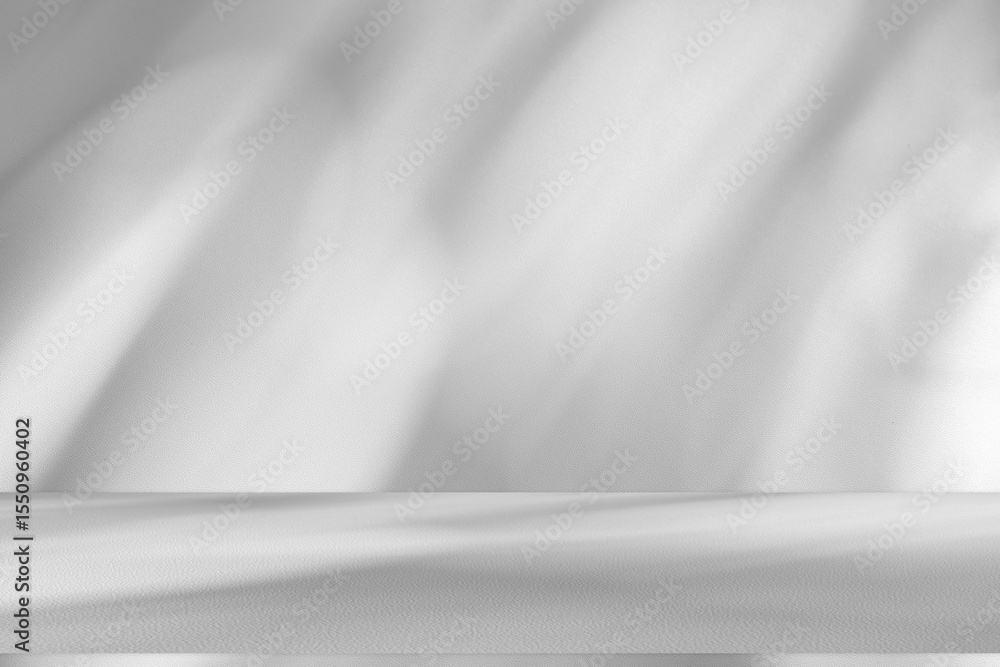 Poster Wall interior background, studio and backdrops show products.with shadow from window color white and grey. background for text insertion and presentation product	