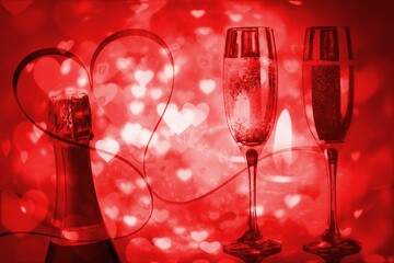 Glowing red Valentines composite