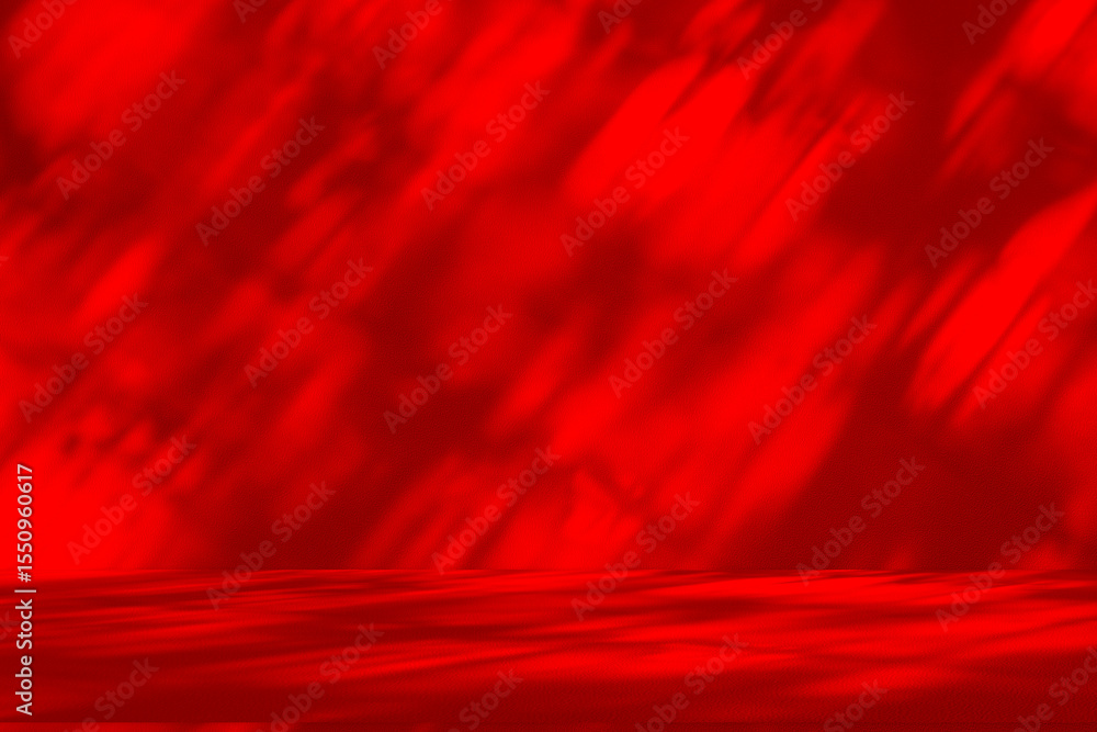 Poster Wall interior background, studio and backdrops show products.with shadow from window color Red background for text insertion and presentation product