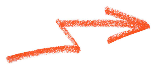 Red arrow symbol colored pencil isolated on transparent background