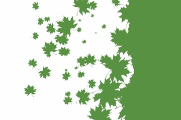 Green stencil leaf pattern on white