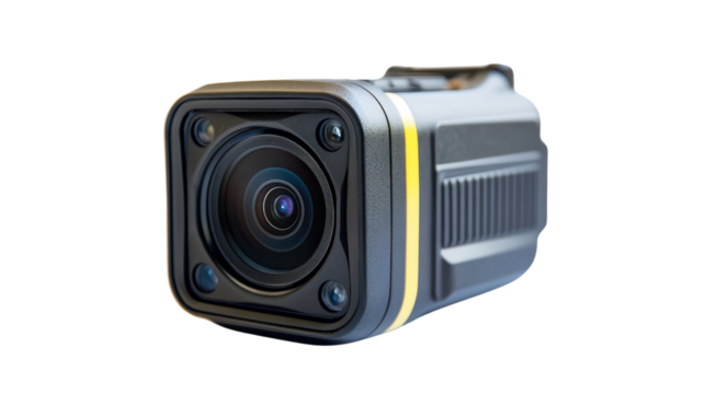 Action sports camera with waterproof casing Transparent background, PNG