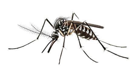 Aedes aegypti shown landing with legs extended Transparent background, PNG