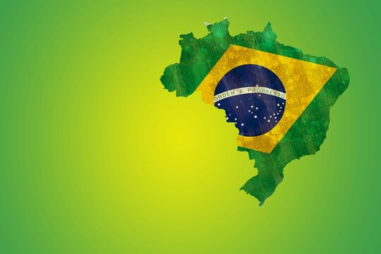 Naklejki Green brazil outline with flag