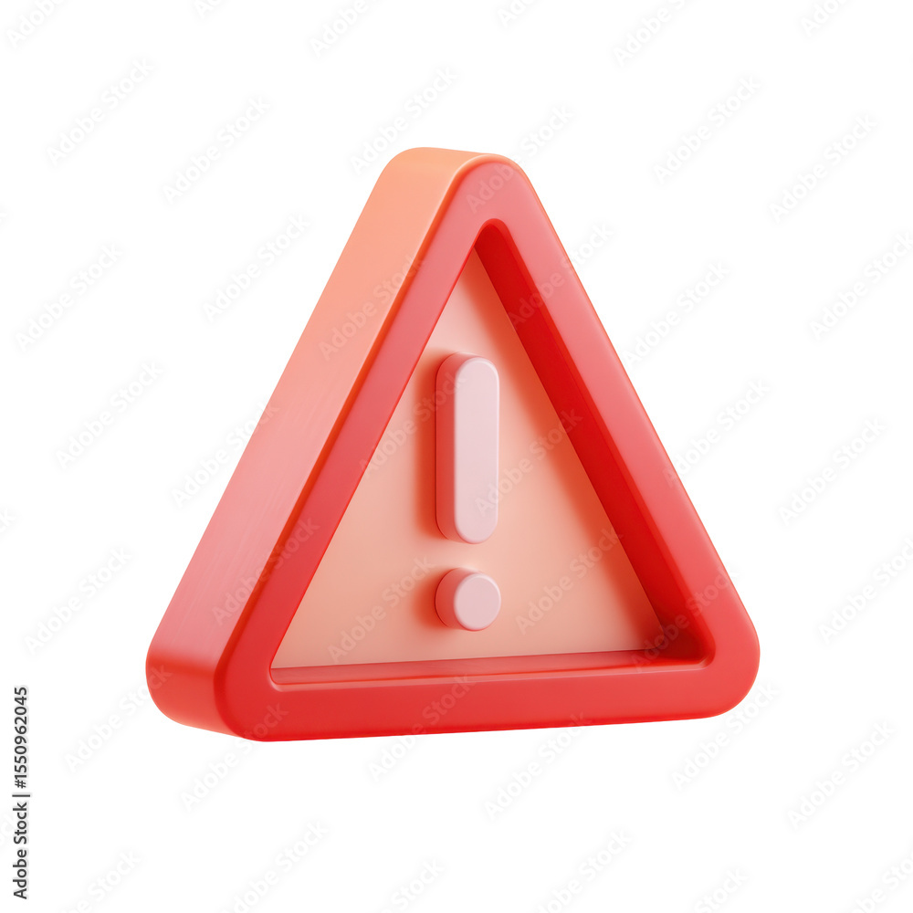 Poster a soft 3d render of a transparent red warning caution attention sign with an exclamation mark icon f