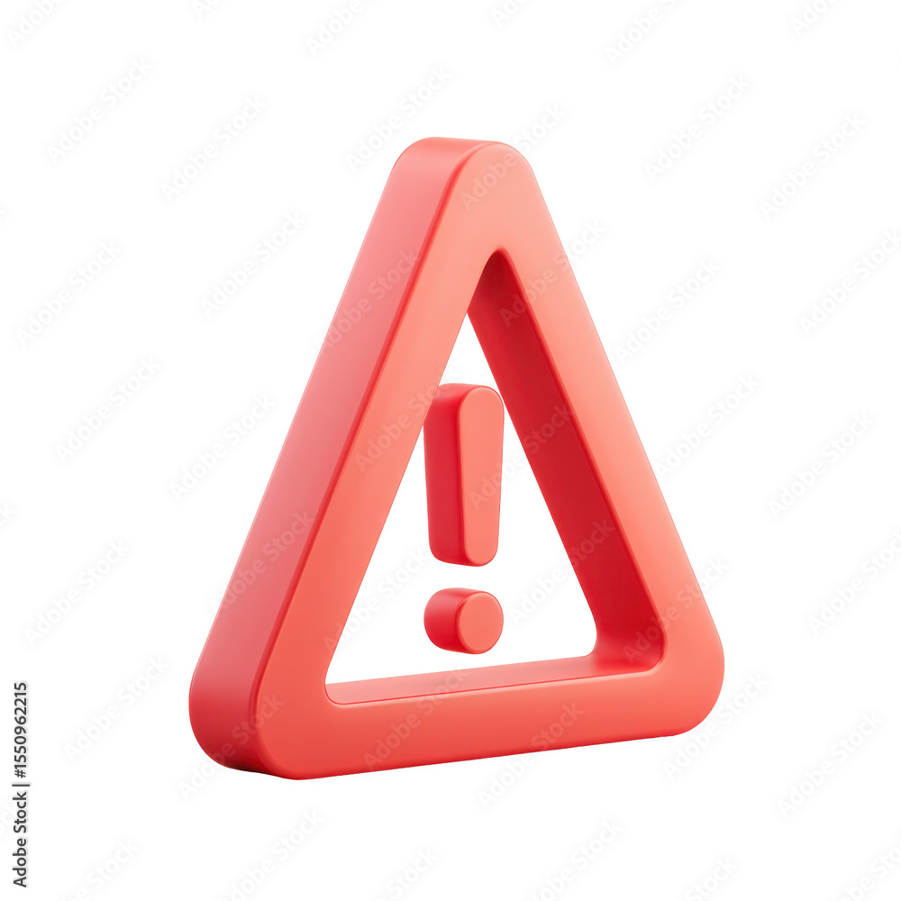 Poster a 3d rendered soft red warning caution attention sign icon on a transparent background for digital a