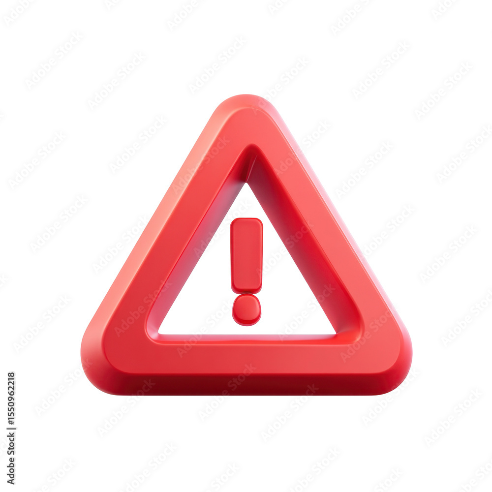 Poster a 3d rendered red warning caution attention sign icon with a soft transparent png design illustratin