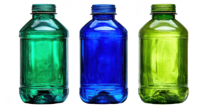 Three colorful plastic bottles - Powered by Adobe