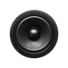 Close-up of a black audio speaker cone