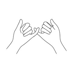 Minimalist Line Art of Two Hands Making a Pinky Promise