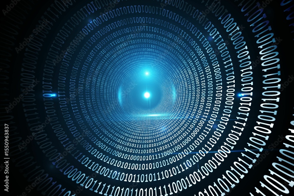 Poster spiral of shiny binary code